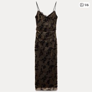 NWT Zara COMBINED DEVORÉ MIDI DRESS